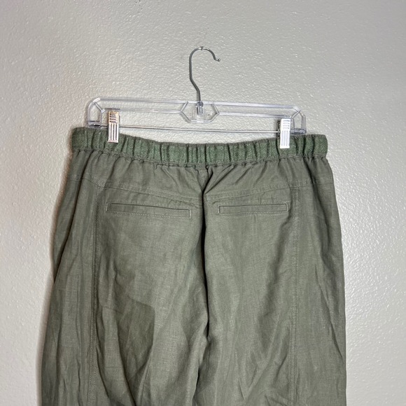 Orvis Womens Linen Wide Leg Pants Size M Pull On Olive Green Casual Trousers - Picture 7 of 8